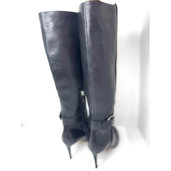 Jimmy Choo Black Darwin 85 Leather Boots Zip Buckle Stiletto sz 37.5 - Picture 12 of 12